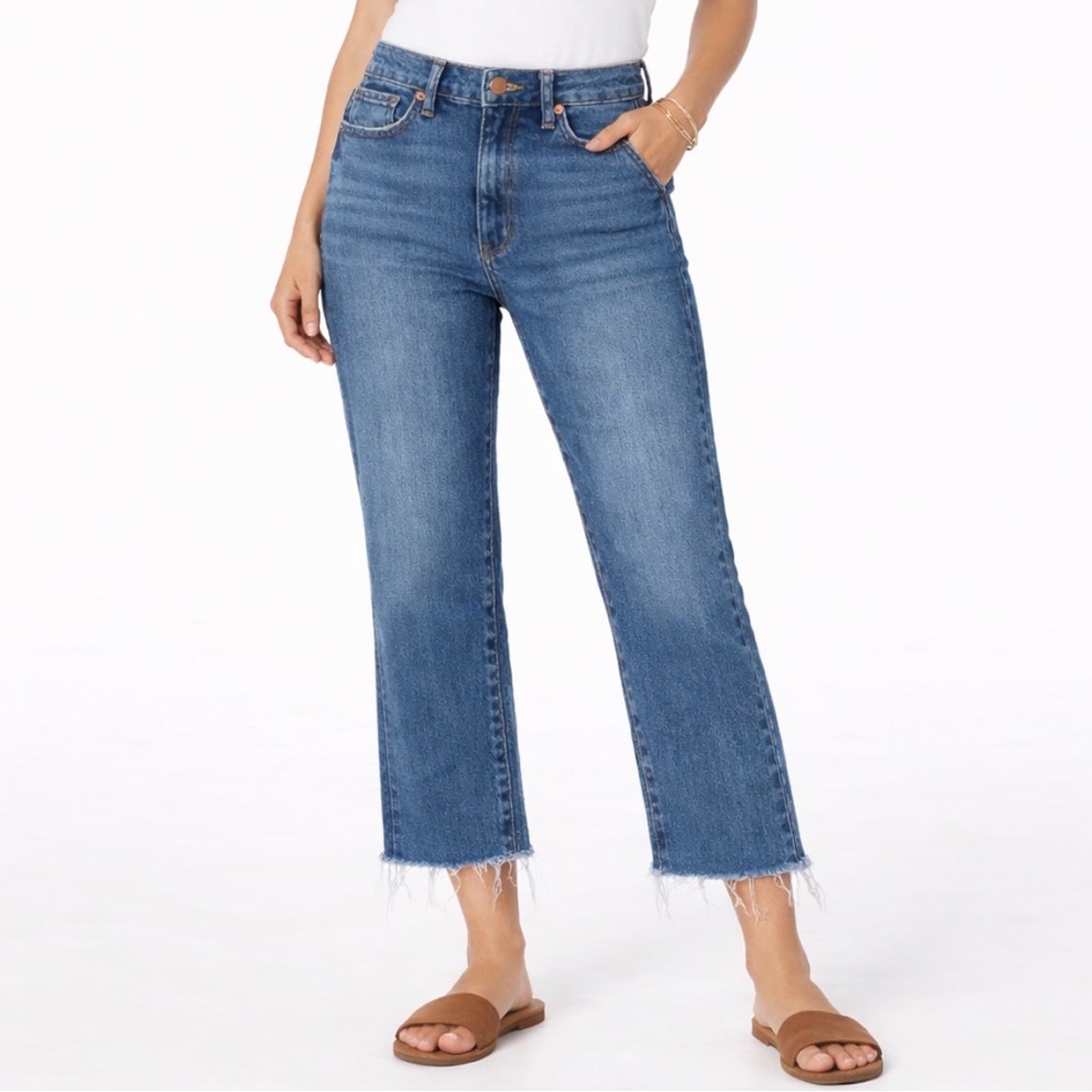 Böhme Blue Medium Wash Cropped Raw Hem Straight Jeans Size 26 - Picture 9 of 9